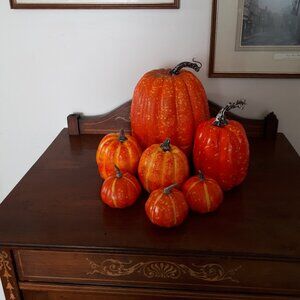 Pumpkins - Lot of Seven - One Large, One Medium,  two Small,  three extra small